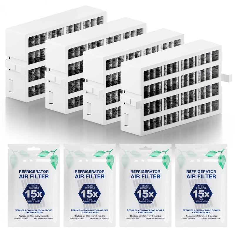 Funmit W10311524 AIR1 Refrigerator Air Filter Cartridge Replacement for Whirlpool Kenmore Refrigerator Compatible with Fresh Flow Refrigerator Air Filter, White, 4 Pack by Funmit - Image 1